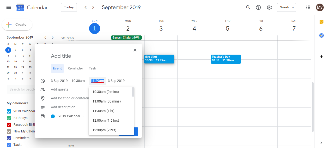 Two events displayed side-by-side in calendar day view showing narrow overlap due to matching start and end times