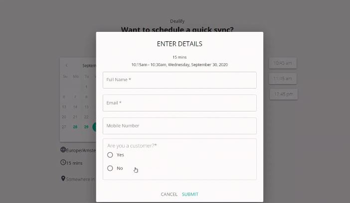 FrontDeskChat app calender widget integration on website for customization