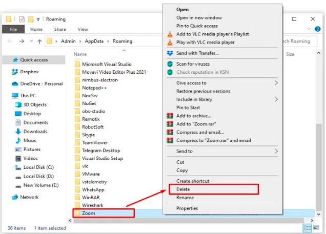 deleting zoom folder from macbrook
